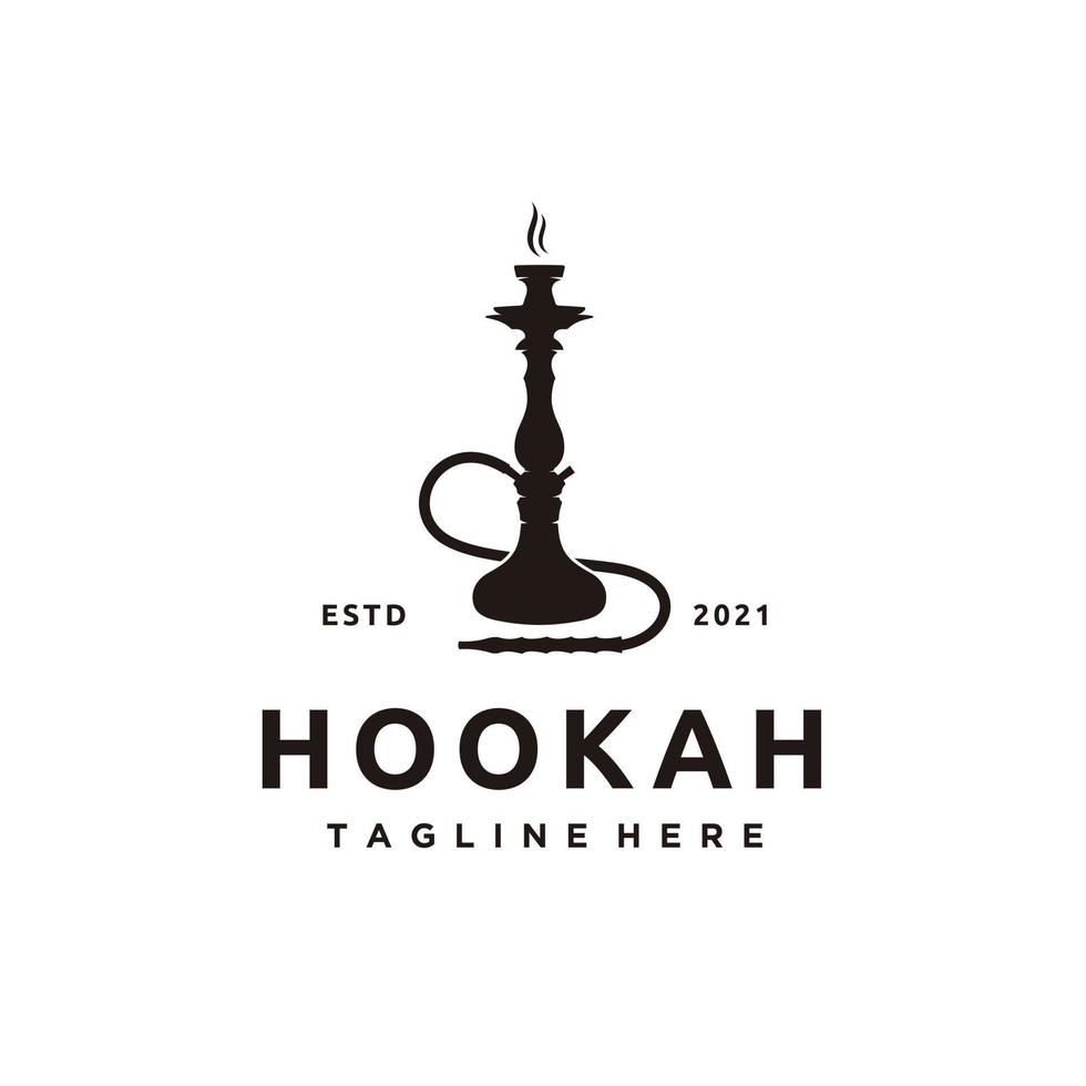 Hookah shisha smoking silhouette logo icon vector template for cafe, shop, club, lounge