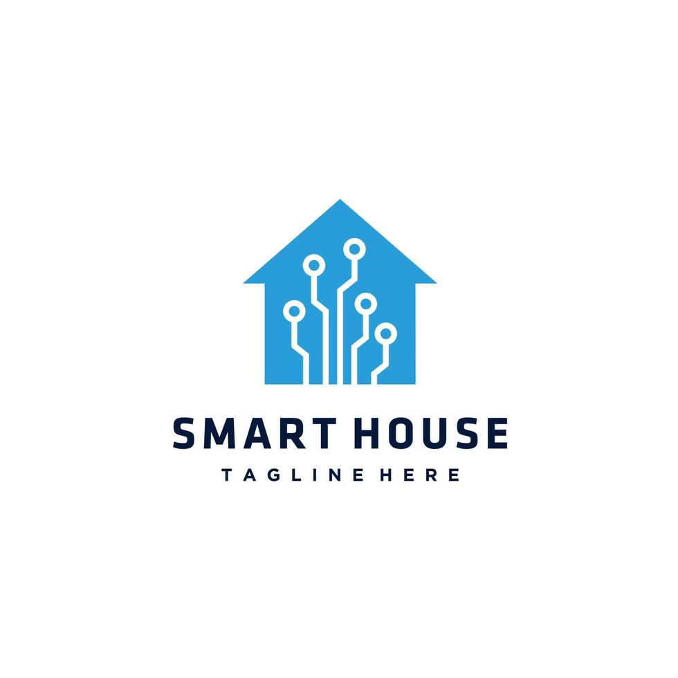 House tech connection logo design vector icon