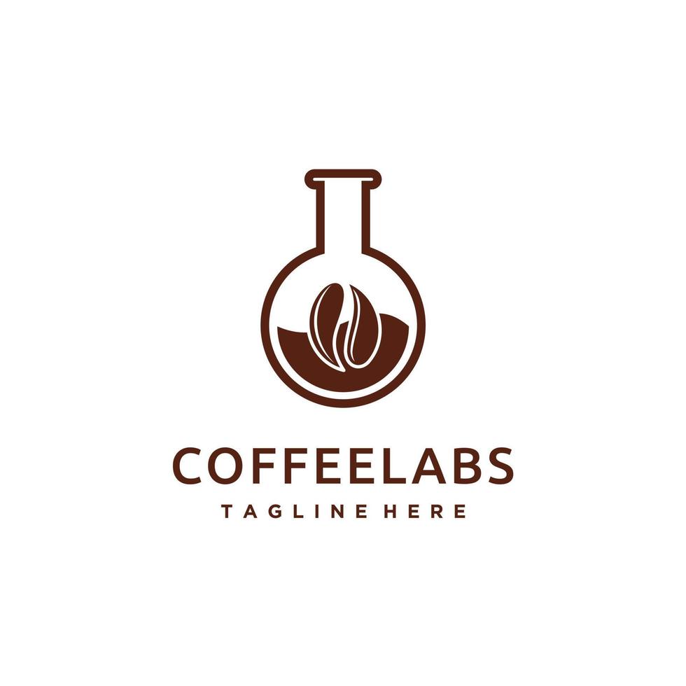 Coffee laboratory lab cup and bean logo vector icon illustration