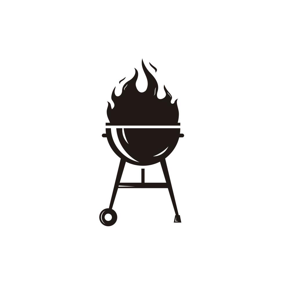 BBQ grill simple icon .Barbecue with smoke or steam logo vector illustration