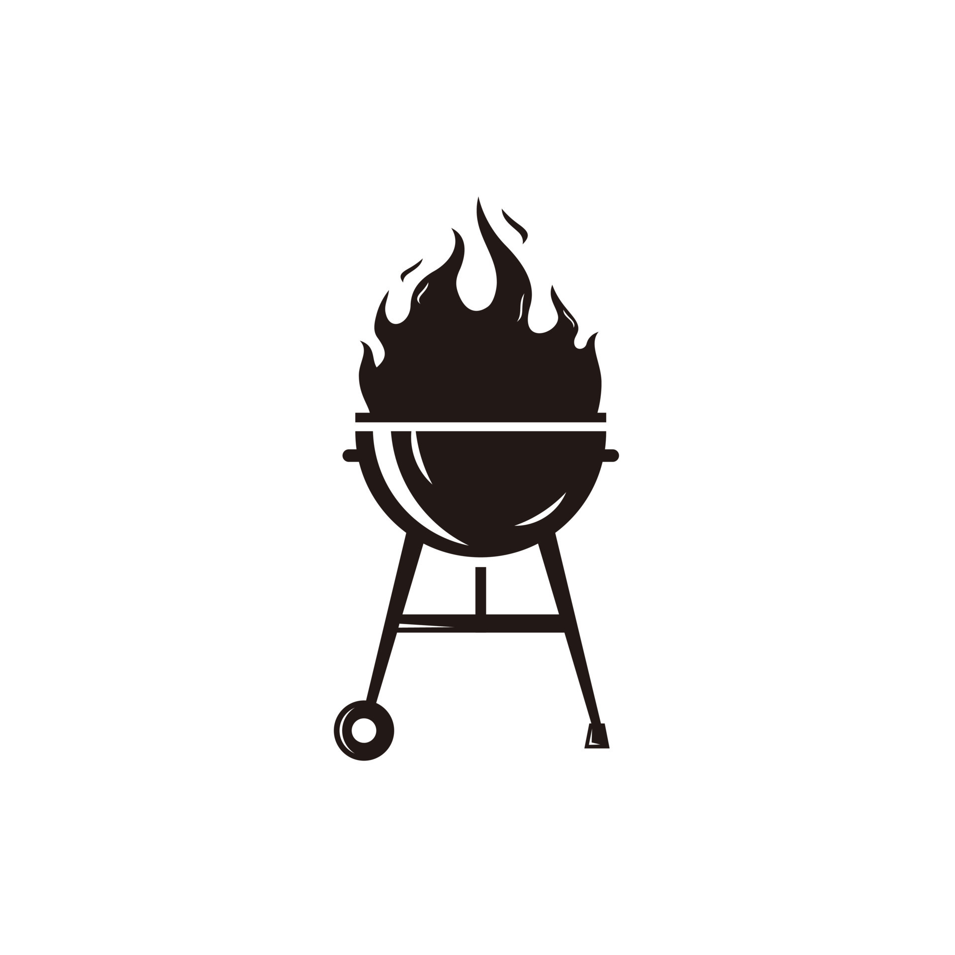 BBQ grill simple icon .Barbecue with smoke or steam logo vector