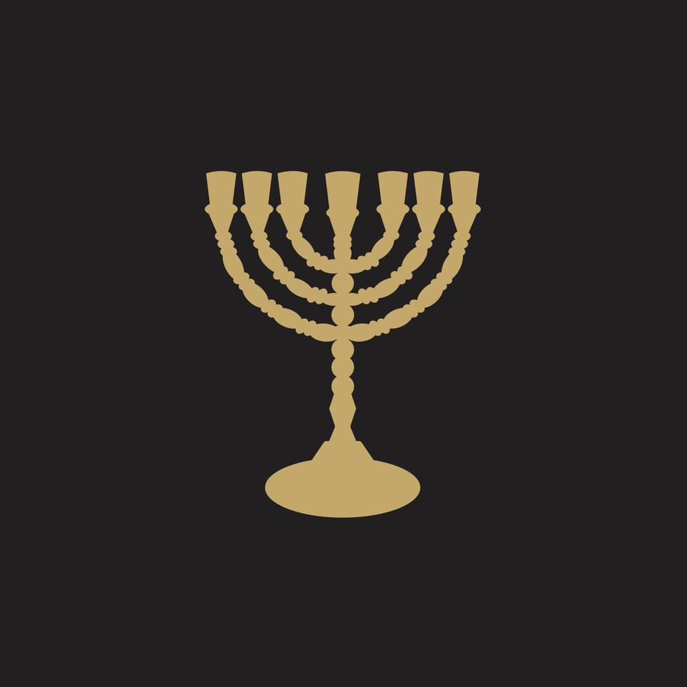 jánuca, Menorah judío velas oro. logo icono vector en blanco antecedentes