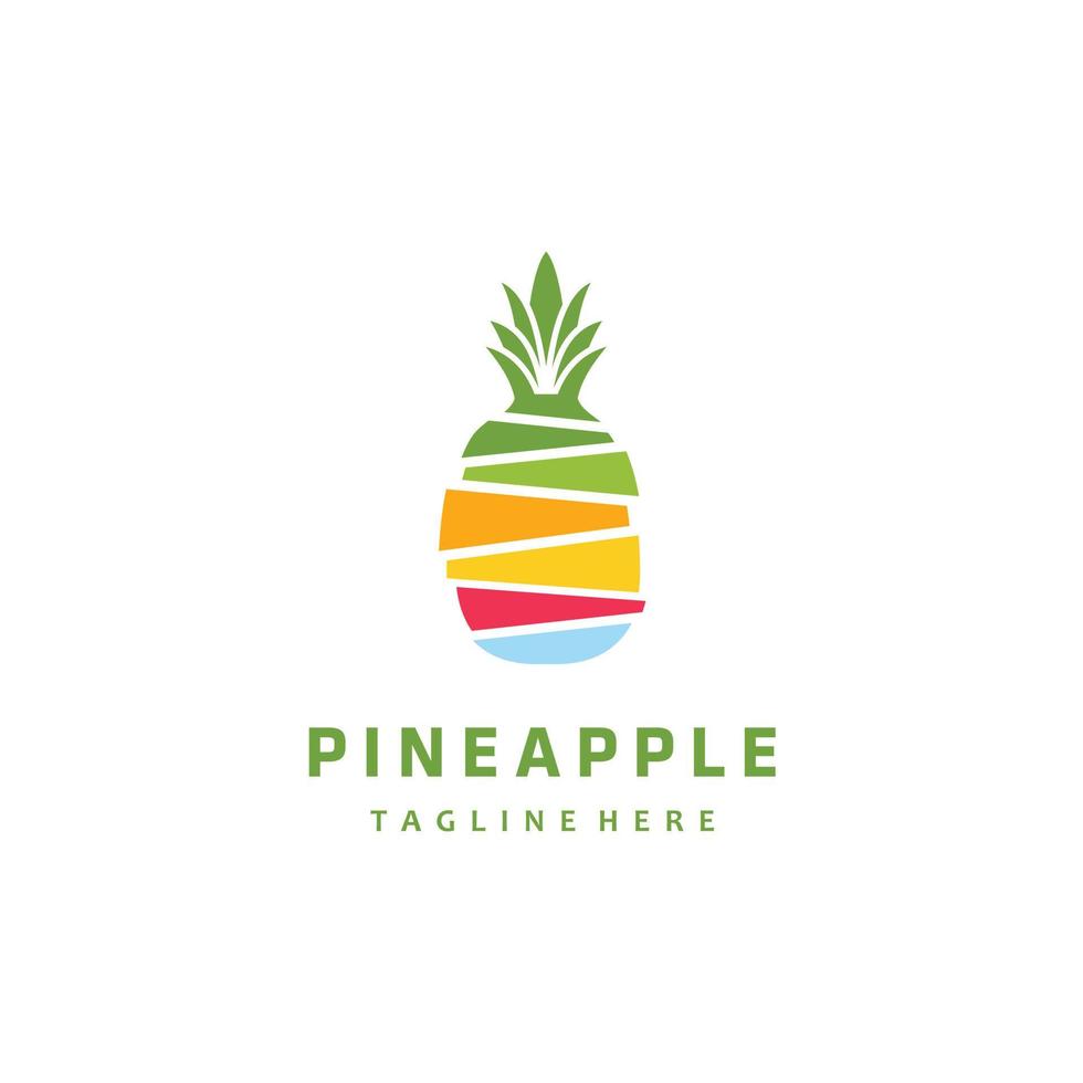 Tropical pineapple fruit slice logo design symbol inspiration vector