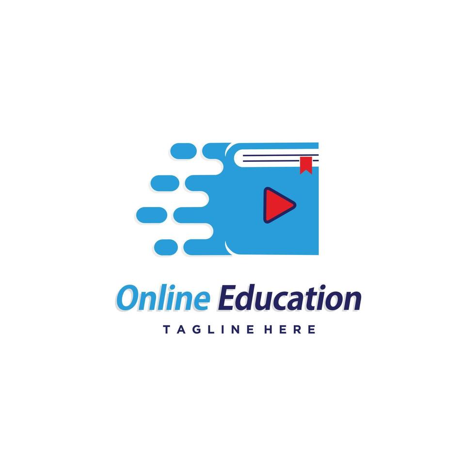 Online education book and fast logo design vector template