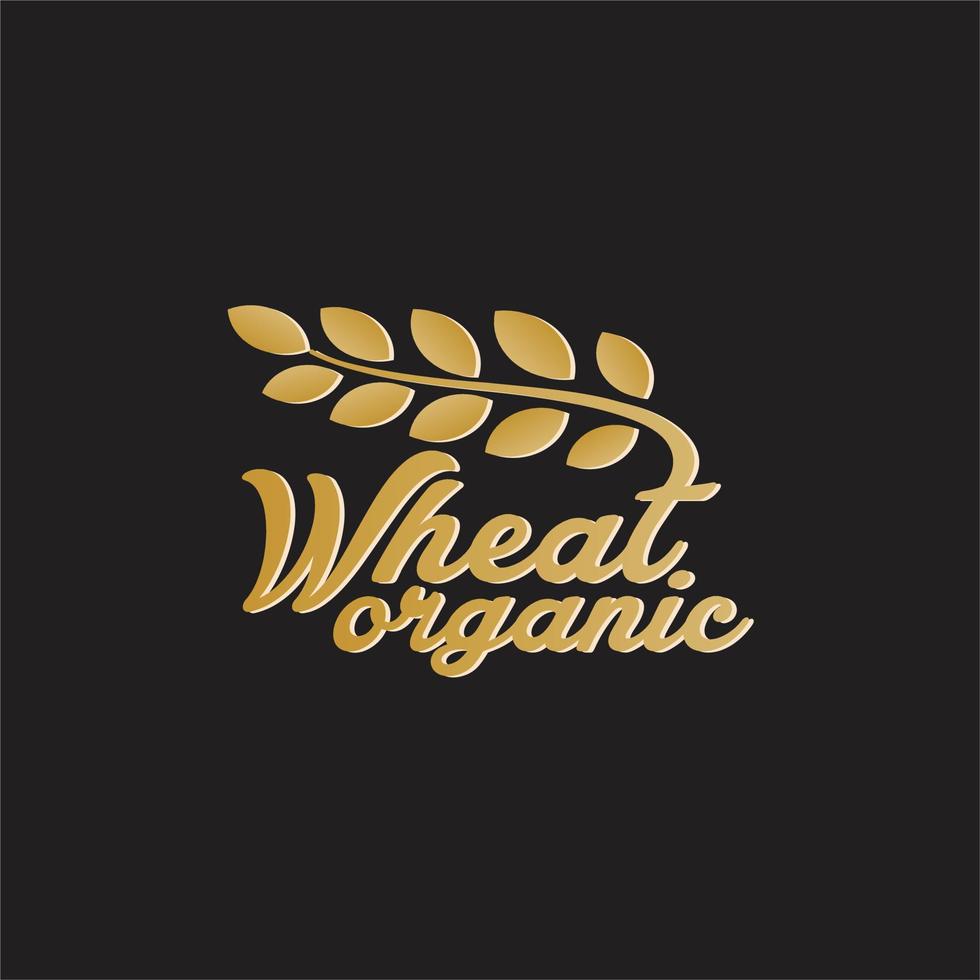 Typograph organic wheat logo design vector