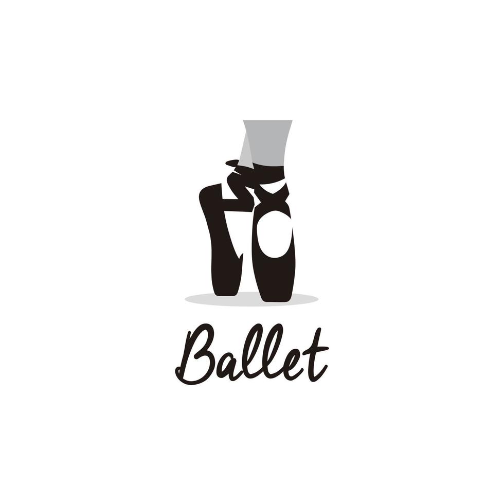 Ballet academy dance studio shoe silhouette logo design icon vector illustration