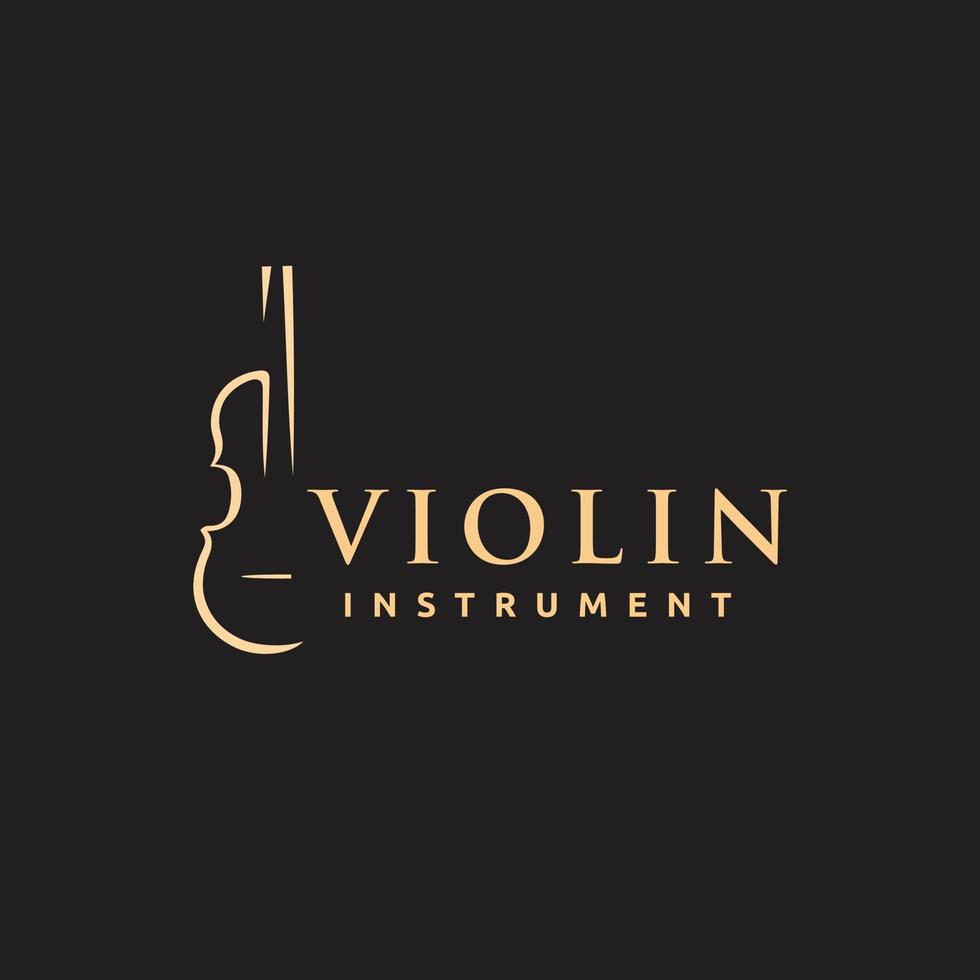 Violin viola fiddle cello instrument gold logo design vector