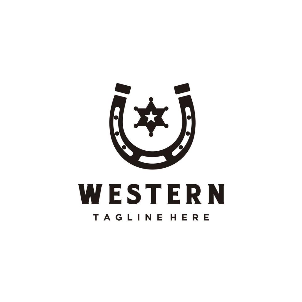 Shoe horse logo design for star for country,western,cowboy,ranch simple vector inspiration