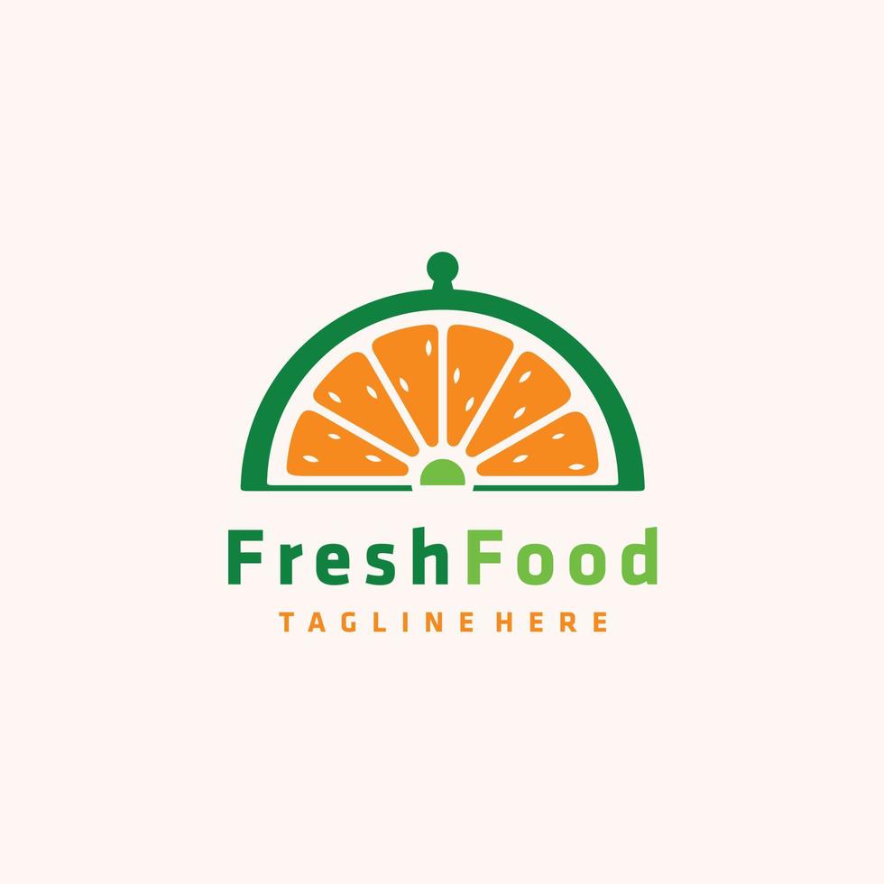 Fresco comida naranja combinación Cocinando logo diseño para restaurante vector