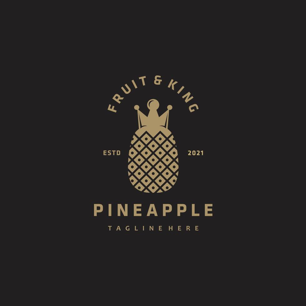 Tropical pineapple fruit king logo design vector gold color