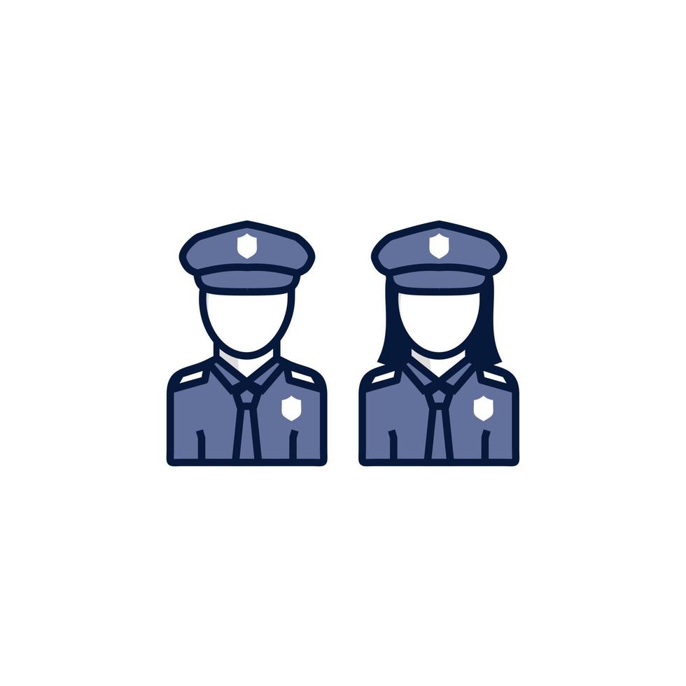 policía y mujer policía icono vector. señales y símbolo para sitios web, web diseño, móvil aplicación en blanco antecedentes vector