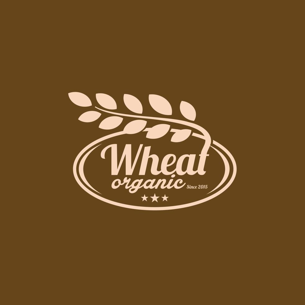 Typograph organic wheat logo design vector