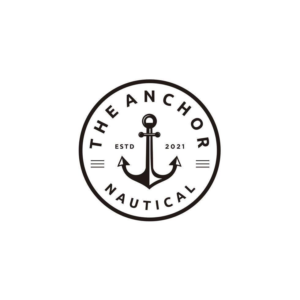Anchor boat ship nautical minimalist circle logo design icon vector