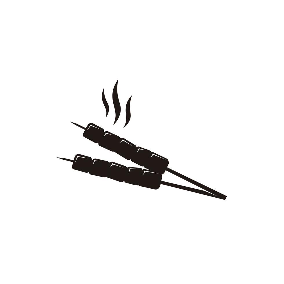 Satay meat grill icon vector logo design