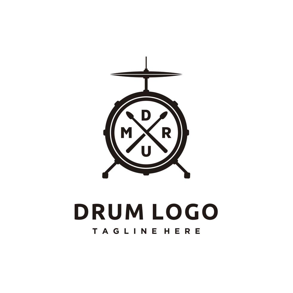 Minimalist drum set logo design icon vector inspiration