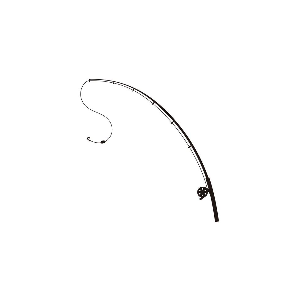 Fishing rod silhouette hunting logo design icon vector