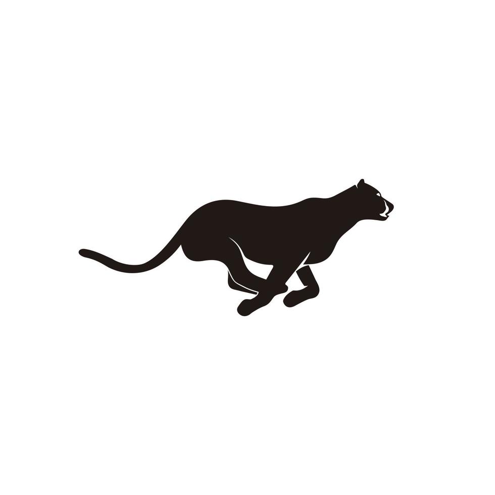 Cheetah fast run silhouette logo icon vector template isolated on white background