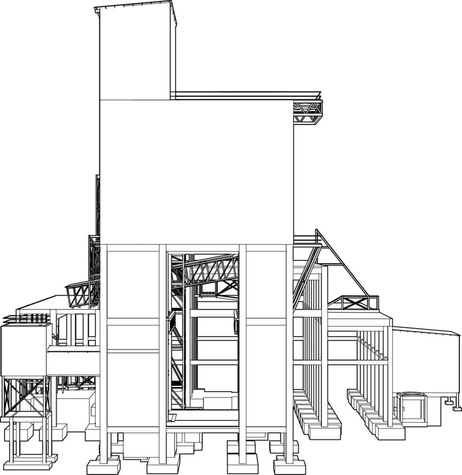 3D illustration of industrial building vector