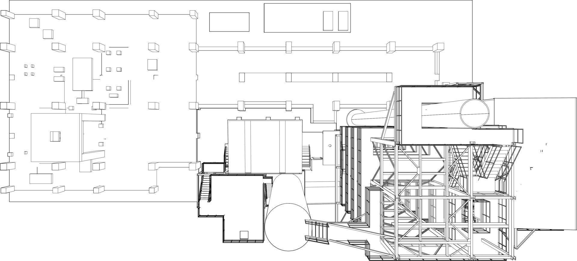 3d ilustración de industrial edificio vector