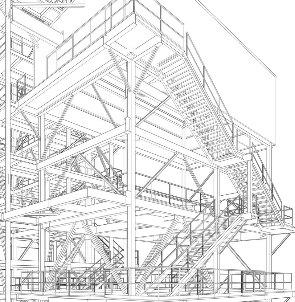 3d ilustración de industrial edificio vector