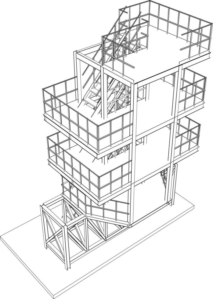 3d ilustración de industrial edificio vector