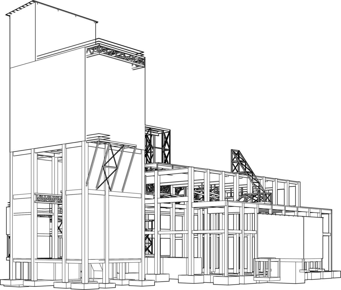 3d ilustración de industrial edificio vector