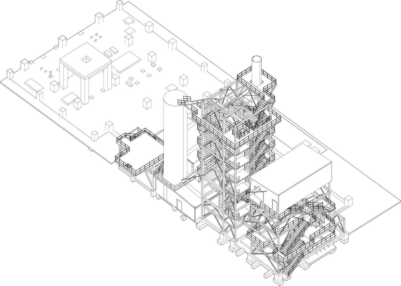 3D illustration of industrial building vector