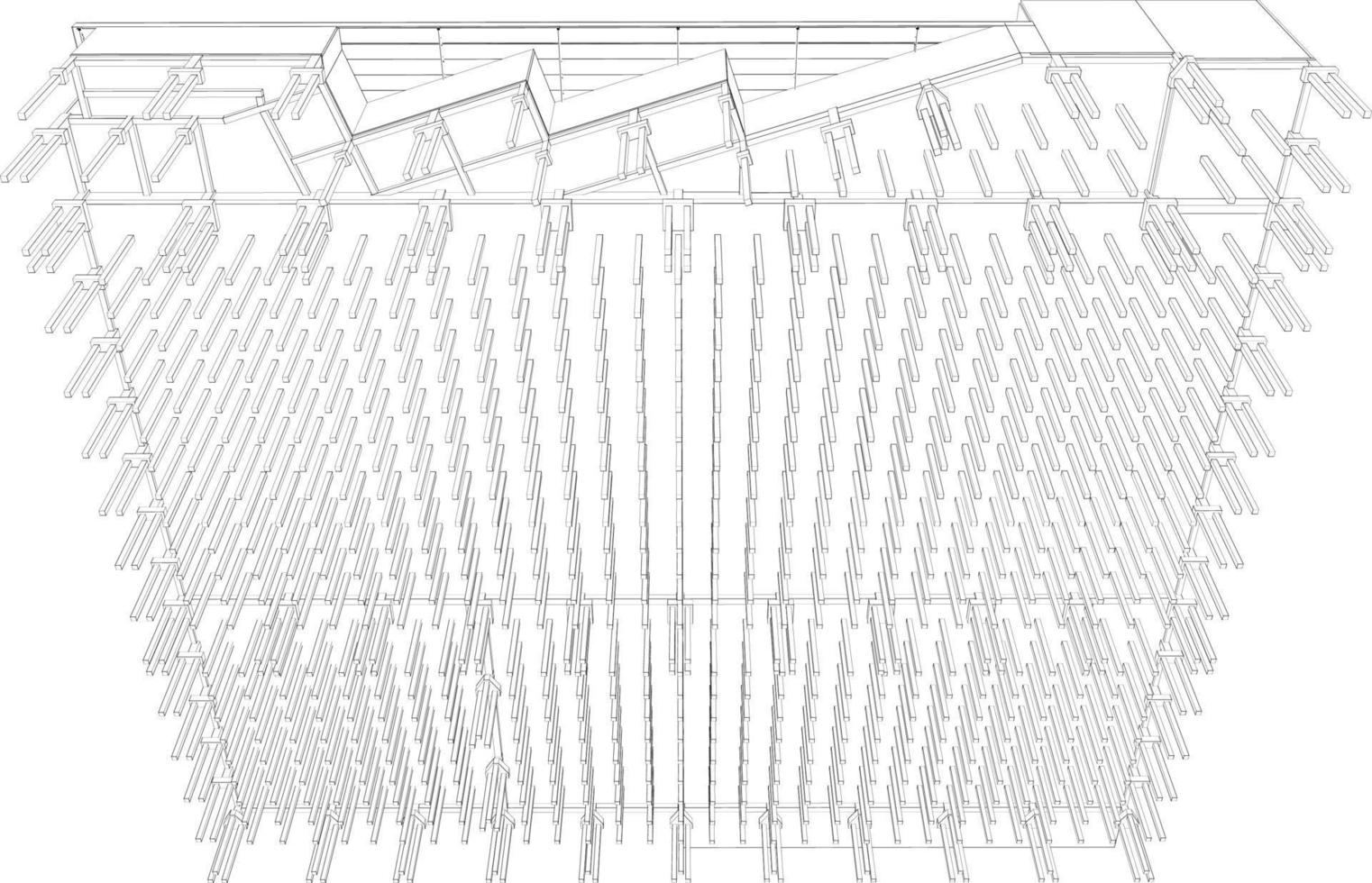 Ilustración 3D del proyecto de construcción vector