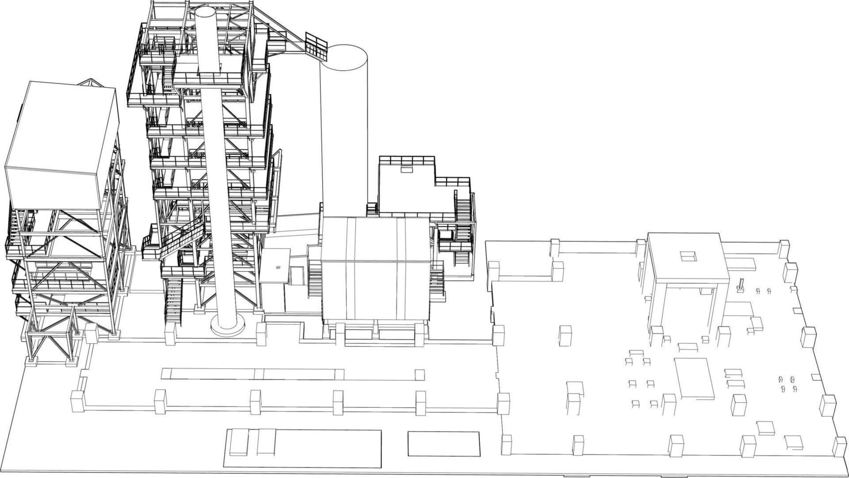 3d ilustración de industrial edificio vector