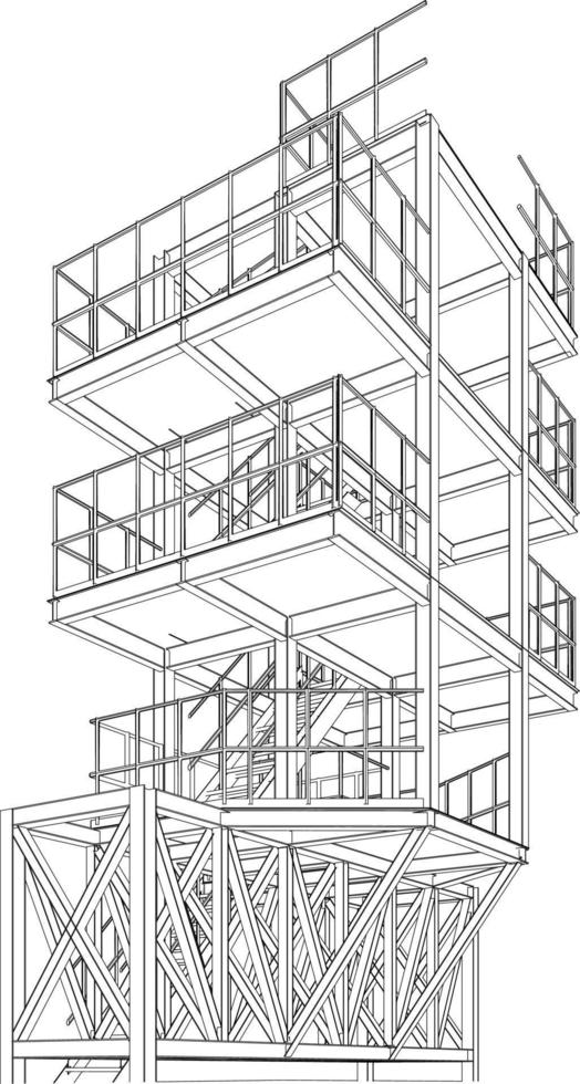 3d ilustración de industrial edificio vector