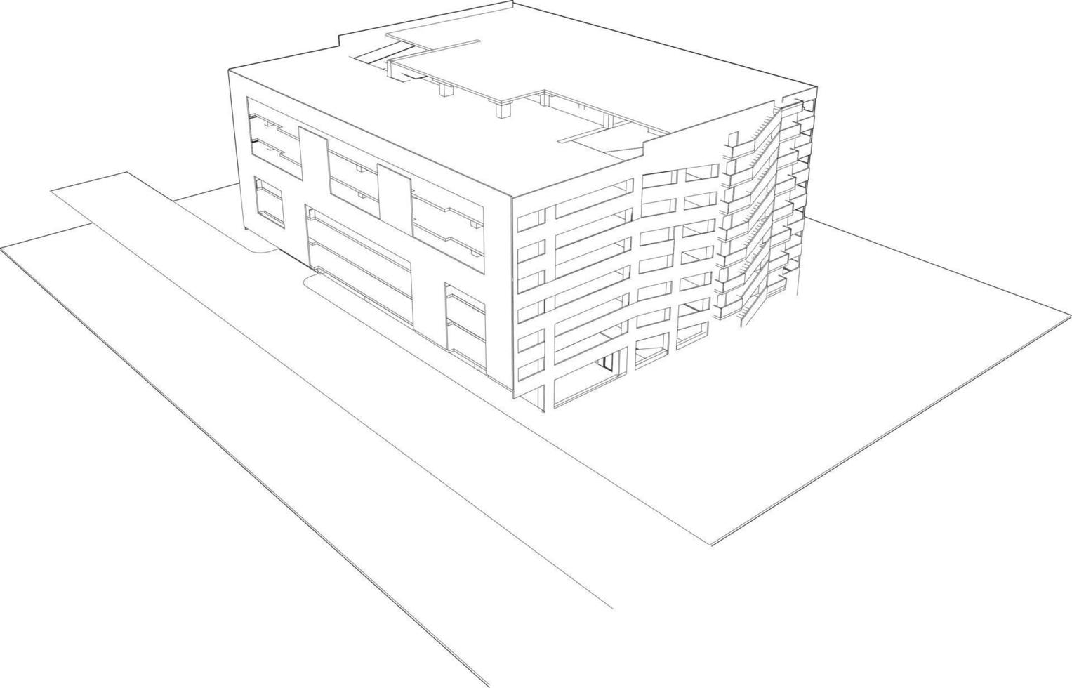 3D illustration of building project vector