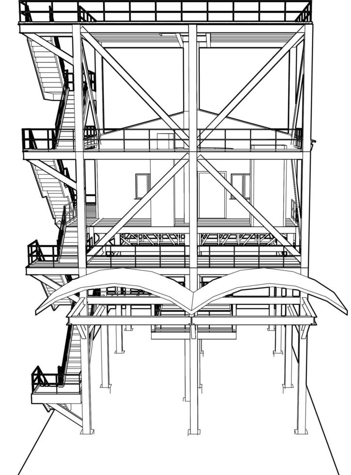 3D illustration of industrial building vector