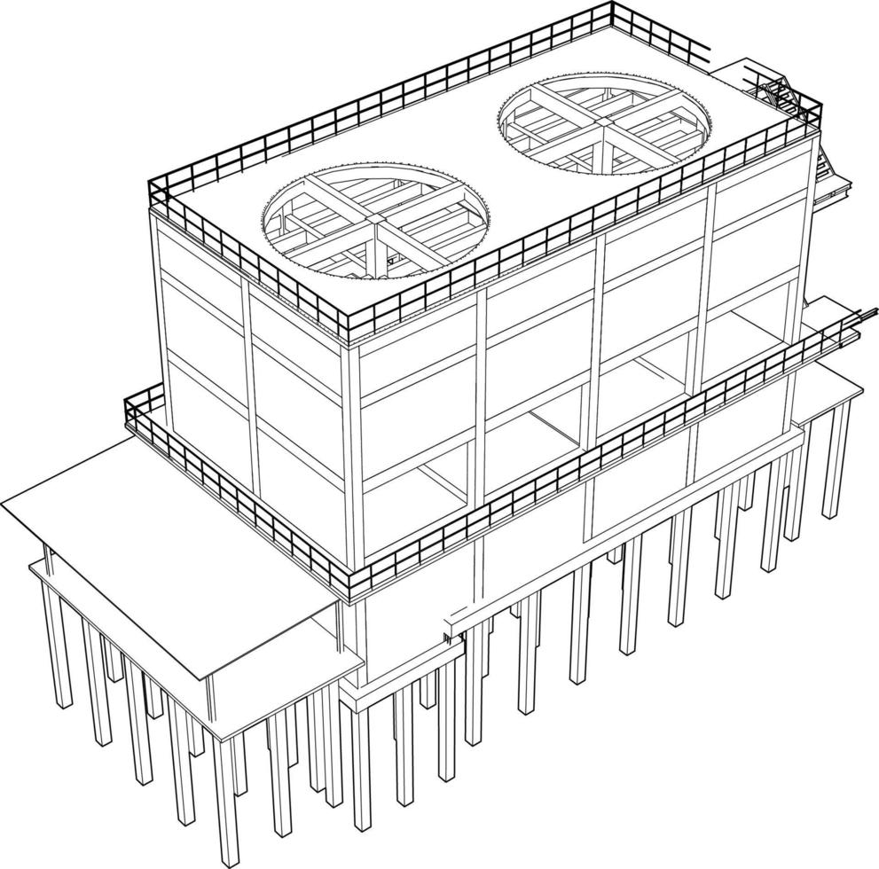 3D illustration of industrial building vector