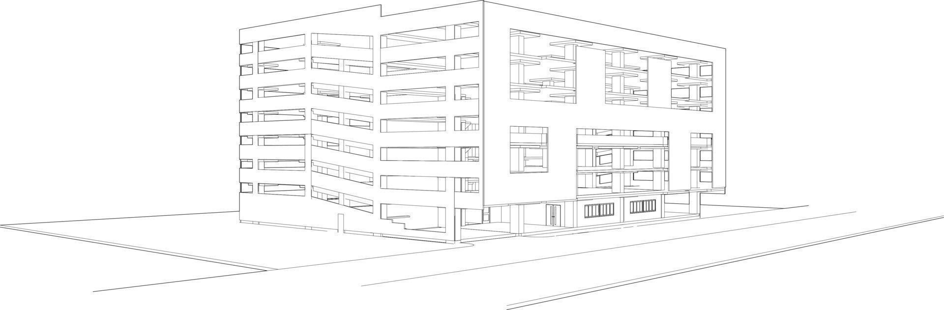 3D illustration of building project vector