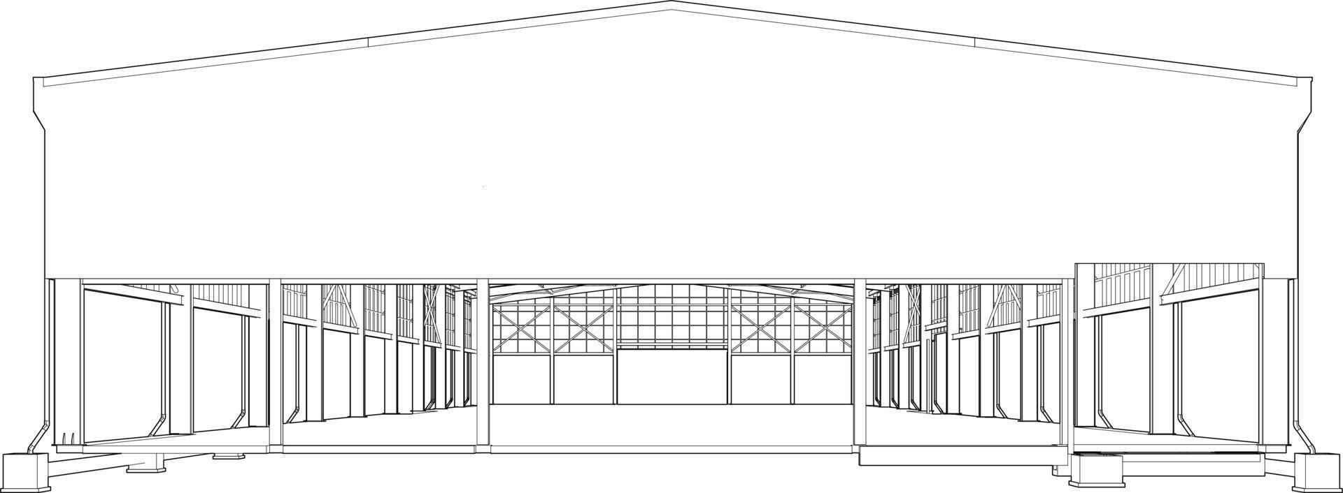 3D illustration of building structure vector