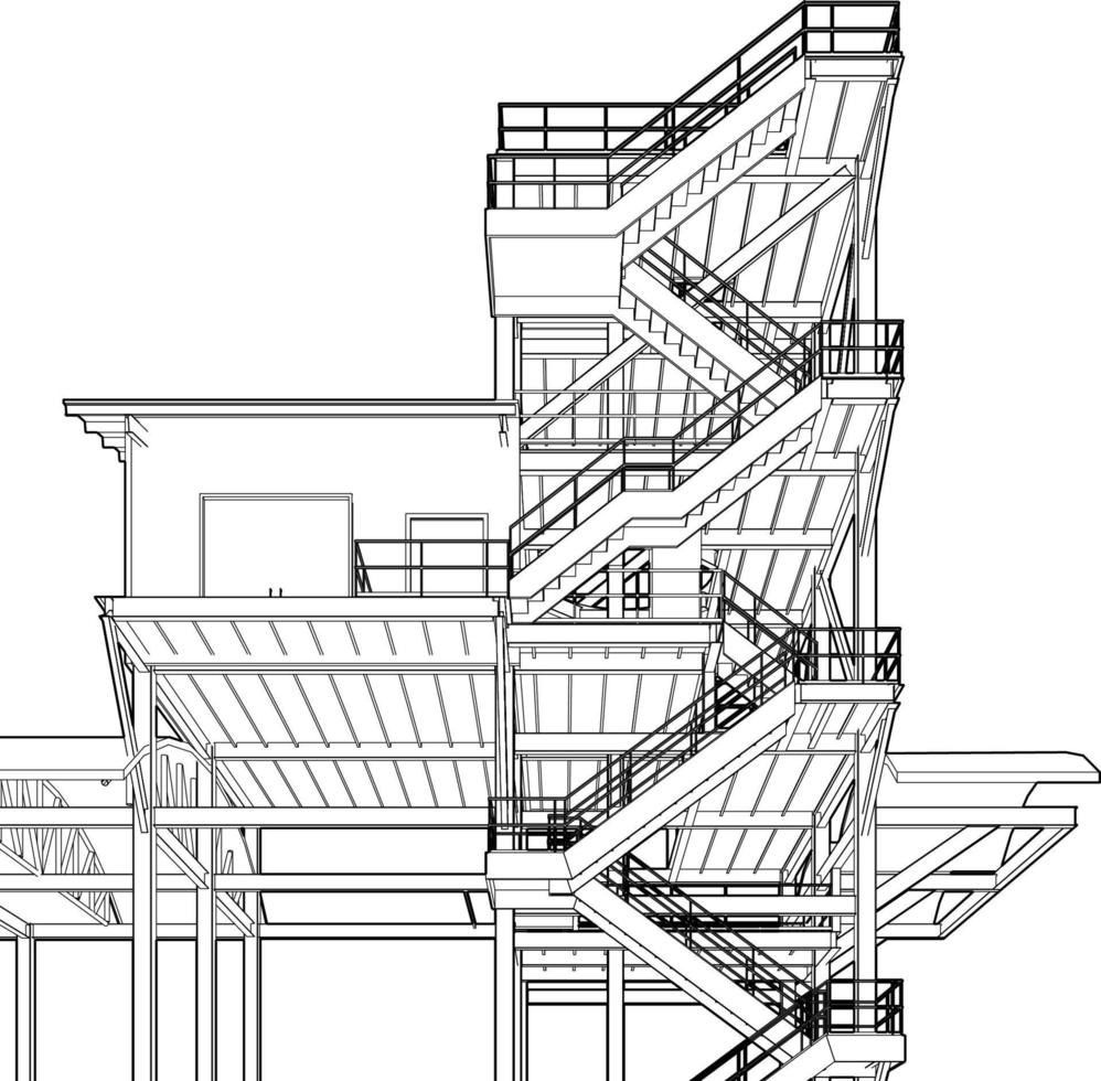 3d ilustración de industrial edificio vector