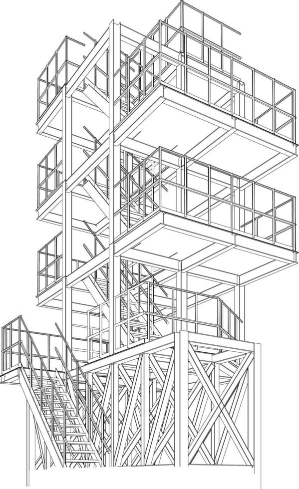 3d ilustración de industrial edificio vector