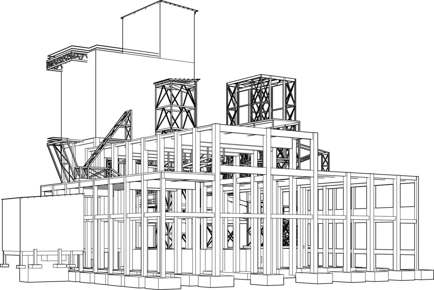 3d ilustración de industrial edificio vector