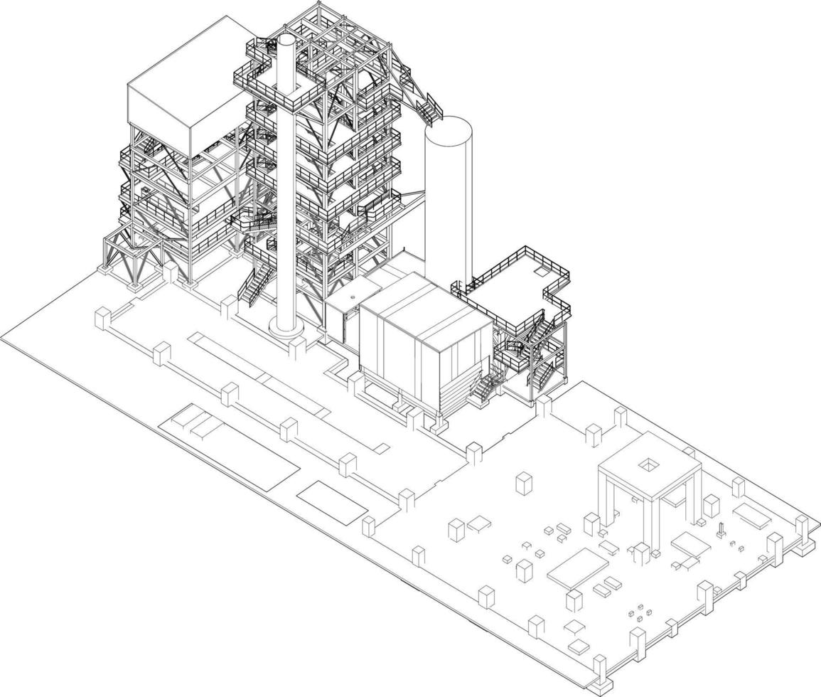 3d ilustración de industrial edificio vector