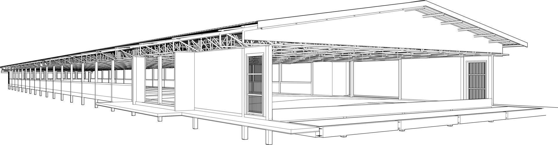 3D illustration of building structure vector