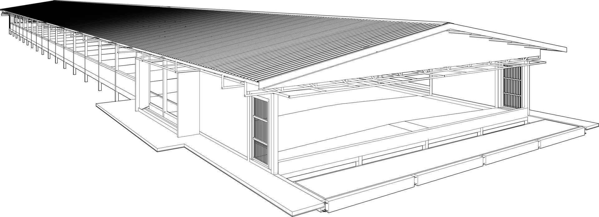 3D illustration of building structure vector