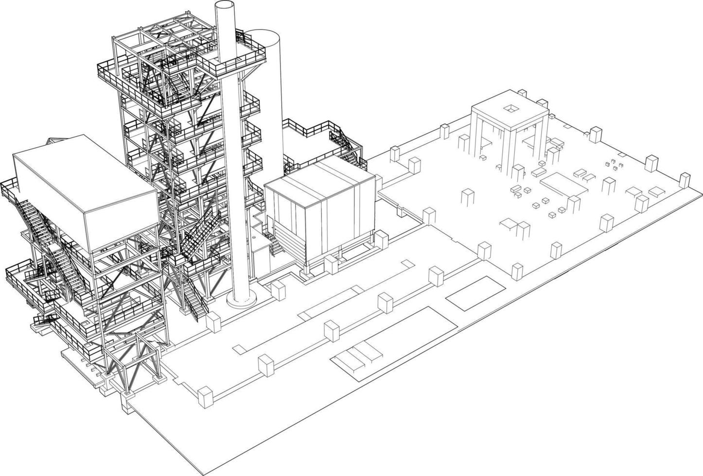 3d ilustración de industrial edificio vector