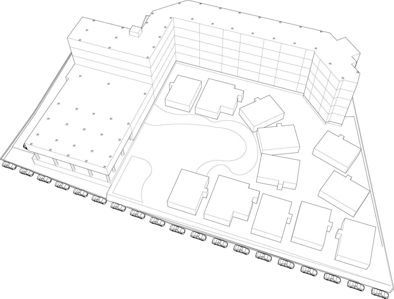 3D illustration of building project vector