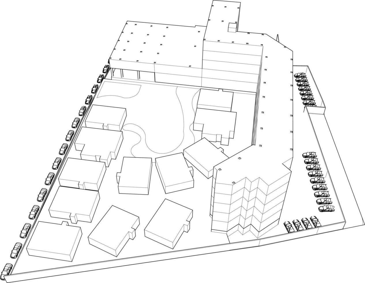 3D illustration of building project vector