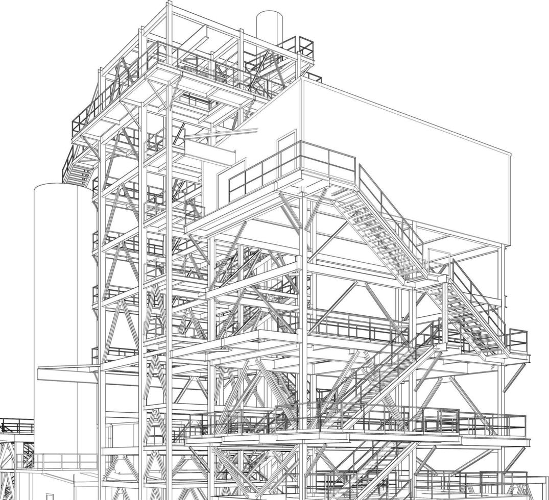 3d ilustración de industrial edificio vector