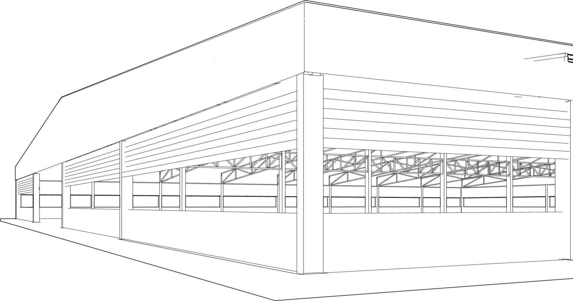 3D illustration of building structure vector