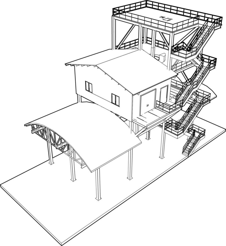 3d ilustración de industrial edificio vector