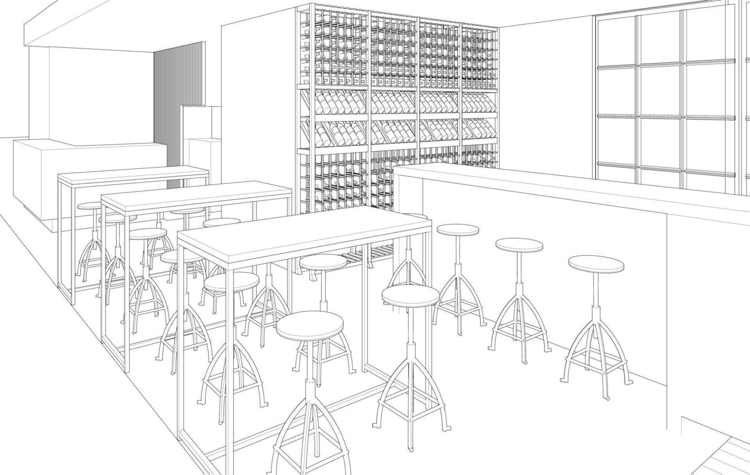 3d ilustración de cafetería vector