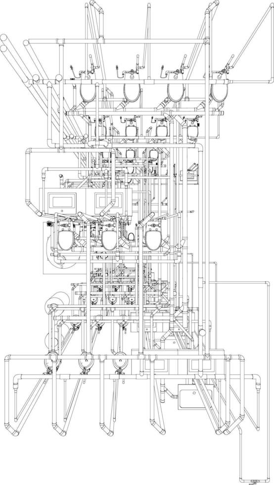 3D illustration of sanitary piping vector