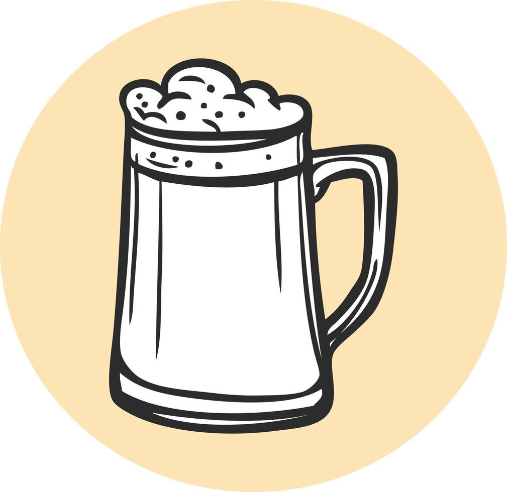 Glass with drink beer icon. vector